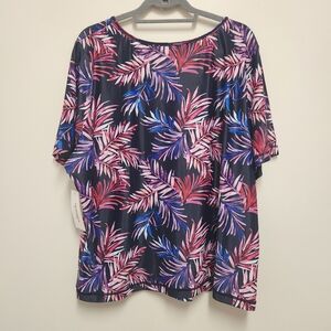 Swimsuits for All Swim Tee Womens Plus Size 26 Crew Neck Pink Dark Blue